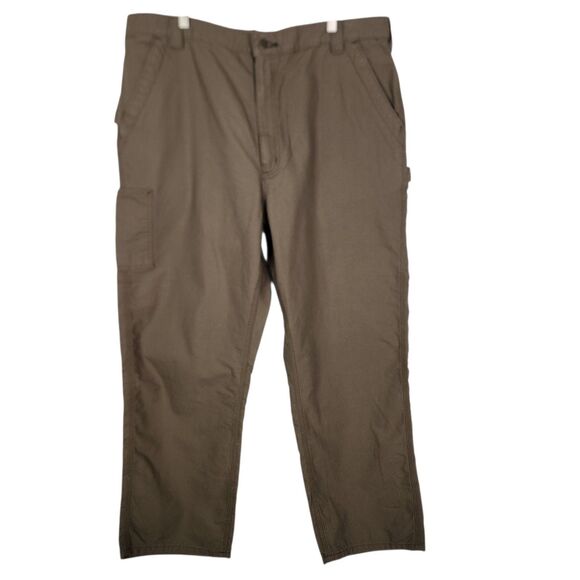 CARHARTT‎ Pants Mens 40 x 30 Green Brown Utility Work Pant Loose Fit Canvas - Picture 1 of 9